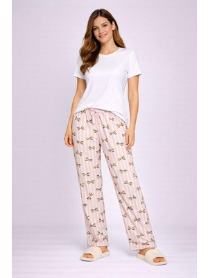 Marsilyan Beli Fiyonklu Rahat Kesim Pamuklu Tek Alt Pijama Kadın BYATI012