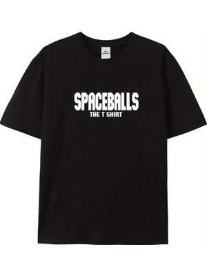 Hobilinka Baskılı Oversize Bisiklet Yaka T-Shirt - Siyah