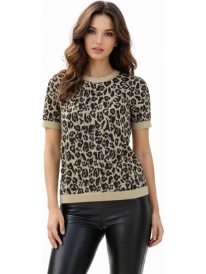 Lavella Kadın Triko Kısa Kol Bluz 12937 BGL-ST05314