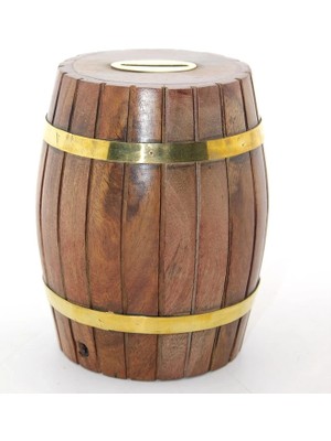 Eco Port Pirinç Ahşap Fıçı Kumbara 12.5 cm WB535