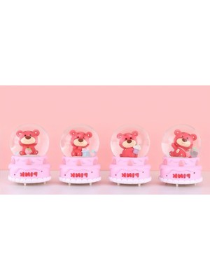 Pileli Store Ayıcıklı Işıklı Kar Küresi 7 cm