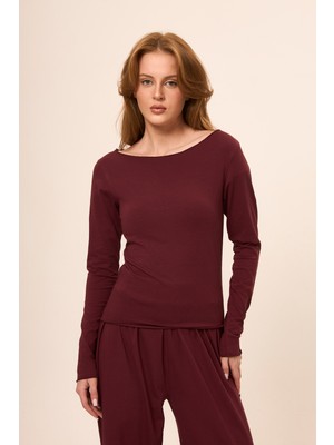 Zoor Ultra Soft Penye Modal Kayık Yaka Bluz