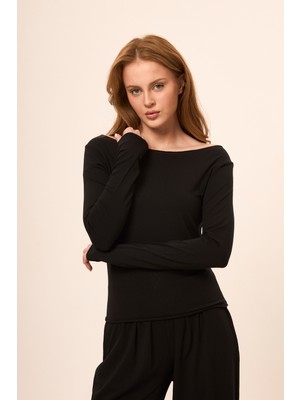 Zoor Ultra Soft Penye Modal Kayık Yaka Bluz