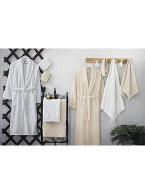 15 Parça Kadife Premium Bornoz Seti | Çift Kişilik Çeyizlik Banyo Seti