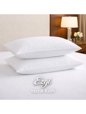Ezgi %100 Pamuk Akfil Otel Tipi Kapaklı Yastık Kılıfı – Kalın Kumaş Dayanıklı Yastık Kılıfı (Otel Tipi)