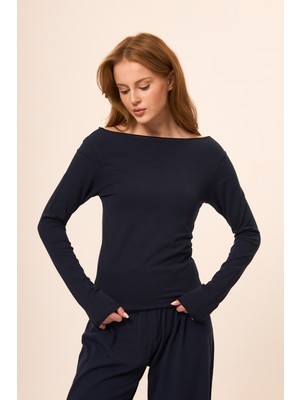 Zoor Ultra Soft Penye Modal Kayık Yaka Bluz