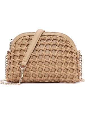 Derimod Kadın Bej Uzun Zincir Askılı Örgülü Çapraz Çanta 26SBD281529