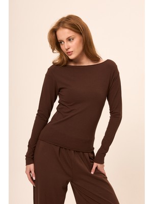 Zoor Ultra Soft Penye Modal Kayık Yaka Bluz