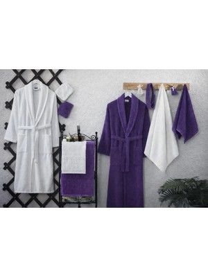 15 Parça Kadife Premium Bornoz Seti | Çift Kişilik Çeyizlik Banyo Seti