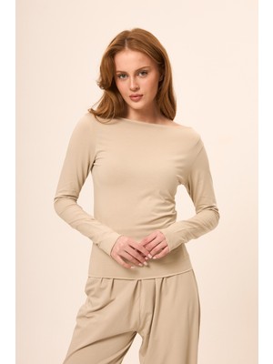 Zoor Ultra Soft Penye Modal Kayık Yaka Bluz