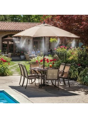 Pileli Store 10 Metre Kendin Yap Açık Alan Serinletme Sistemi - Nozzle Başlıklı Bahçe ve Teras Nemlendirme