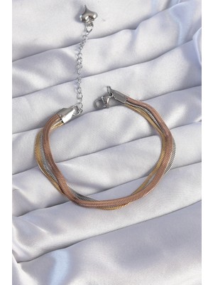 Pileli Store 316L Çelik Renkli Italyan Zincir Model Çoklu Bileklik