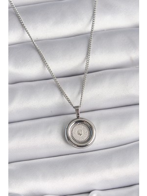 Pileli Store 316L Çelik Gümüş Renk Zincir Gümüş Renk Altın Model Kadın Kolye