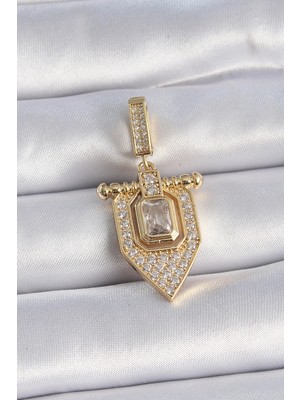 Pileli Store Pirinç Gold Renk Baget Zirkon Taşlı Ajda Charm