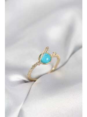 Pileli Store Gold Renk Zirkon Taşlı Satürn Model Kadın Yüzük