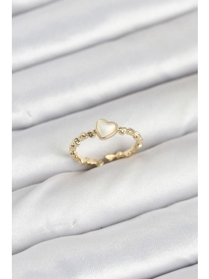 Pileli Store Pirinç Gold Renk Kalpli Model Kadın Yüzük