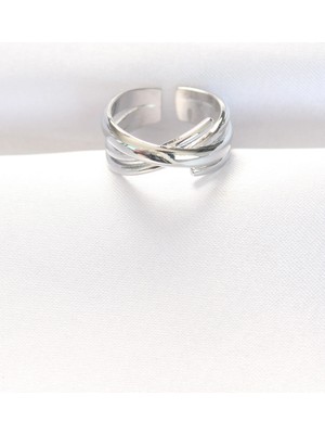 Pileli Store Kalın Silver Renk Ayarlanabilir Yüzük