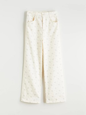 LC Waikiki Bej Ispanyol Paça Çiçekli Kız Çocuk Pantolon