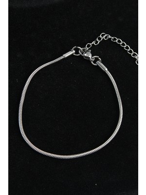 Pileli Store 316L Çelik Oval Italyan Model Gümüş Renk Erkek Bileklik