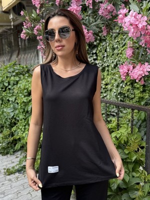 Flamex Kadın Askılı Yuvarlak Yaka Viskon Iki Iplik Bluz ve Eşofman Altı Ikili Takım