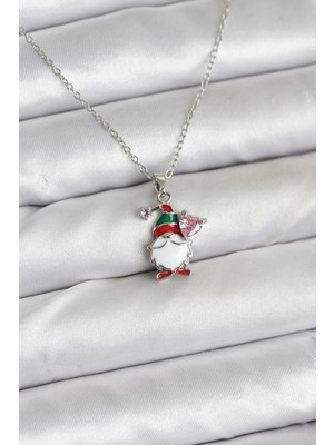 Pileli Store 316L Çelik Zincir Gümüş Renk Yılbaşı Teması Kadın Kolye