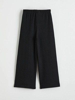 LC Waikiki Siyah Beli Lastikli Geniş Paça Kız Çocuk Pantolon