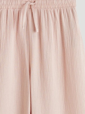 LC Waikiki Pembe Beli Lastikli Kız Çocuk Müslin Pantolon