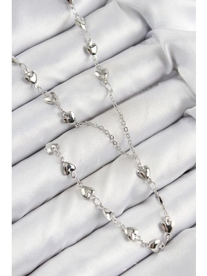 Pileli Store Pirinç Zirkon Taşlı Kalp Model Gümüş Renk Y Kolye