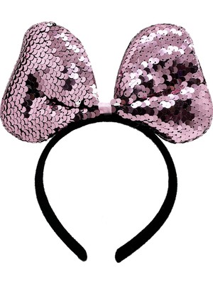 Eco Port Renk Değiştiren Pullu Payetli Fiyonk Parti Tacı Pembe Gümüş Renk 20X16 cm