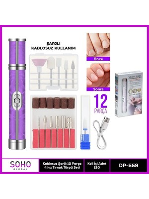 Eco Port Şarjlı 12 Başlıklı Manikür Seti