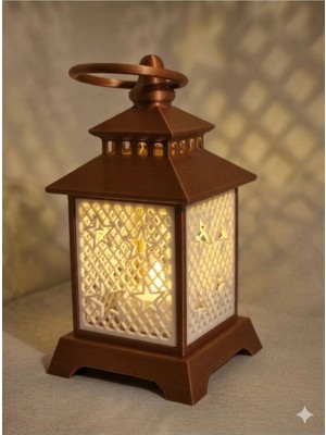 Helis Craft Dekoratif Yıldız Desenli Fener Mumluk - LED Mum Uyumlu