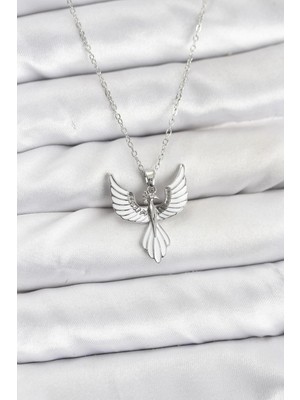 Pileli Store 316L Çelik Zincir Gümüş Renk Anka Kuşu Model Kadın Kolye