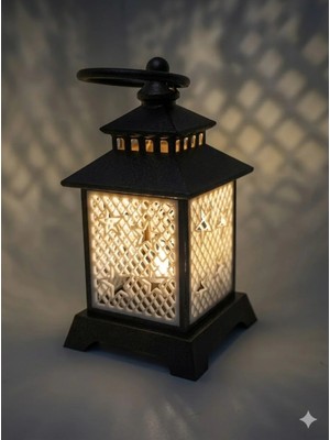 Helis Craft Dekoratif Yıldız Desenli Fener Mumluk - LED Mum Uyumlu