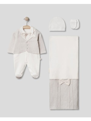 Lenna Baby Gofreli Erkek Bebek 4'lü Hastane Çıkışı Hediyelik