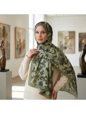 Revam Collection Desenli Pamuk Soft Şal Ilham Serisi Yeşil