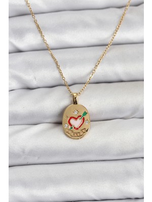 Pileli Store 316L Çelik Zincir Gold Renk Kalp Figürlü Kadın Kolye