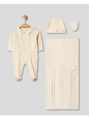 Lenna Baby Vual Pliseli Erkek Bebek 4'lü Hastane Çıkışı Hediyelik