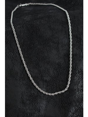 Inure Jewelry 316L Çelik Burgu Zincir Model Gümüş Renk Erkek Kolye