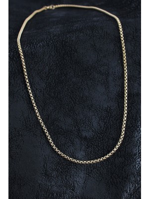 Inure Jewelry 316L Çelik Örme Zincir Model Gold Renk Erkek Kolye