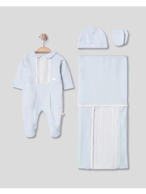 Lenna Baby Vual Pliseli Erkek Bebek 4'lü Hastane Çıkışı Hediyelik