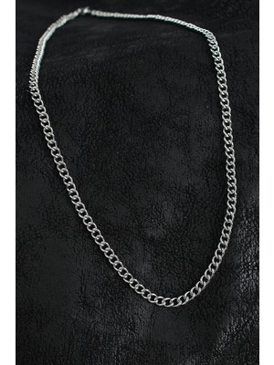 Inure Jewelry 316L Çelik Klasik Oval Zincir Model Gümüş Renk Erkek Kolye