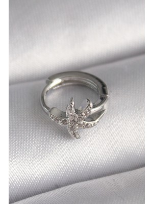 Inure Jewelry 316L Çelik Gümüş Renk Zirkon Taşlı Deniz Yıldızı Model Tragus Piercing