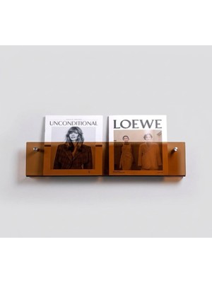 Trend Pleksi Dekoratif Kitap Rafı (Transparan Kahve 70CM)