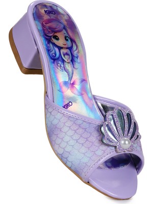 Kiko Kids Coral Deniz Kızı Topuklu Kız Çocuk Simli Abiye Terlik