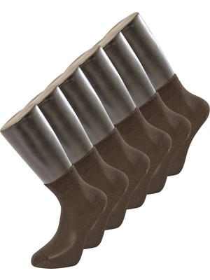 Türen Erkek Düz Yarım Soket Çorap 6'lı Paket 9102/KAHVERENGI