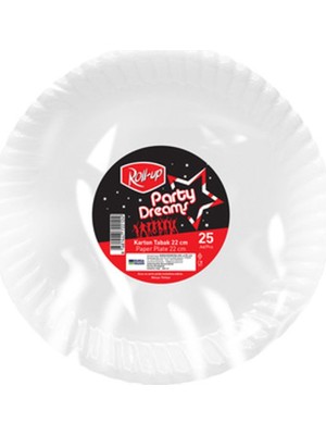 1 Adet Roll-Up Party Dreams Karton Tabak Beyaz 25'li 22 cm