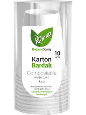 5 Adet Roll-Up Doğaya Dönüş Karton Bardak  10'lu