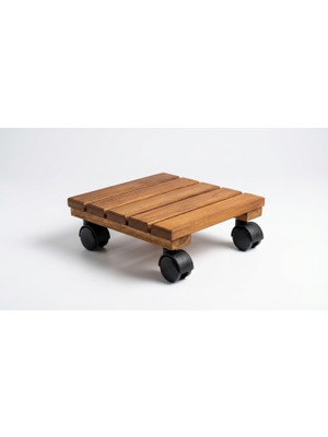 Afro Garden Masif Teak Saksı Altlığı 25X25 cm - Tekerlekli