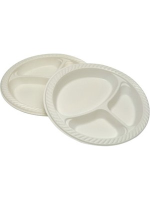 1 Adet Propack Üç Bölmeli Plastik Tabak 10'lu 26 cm