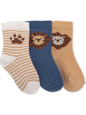 Hellobaby Erkek Bebek 3lü Soket Çorap Hayvan Baskılı